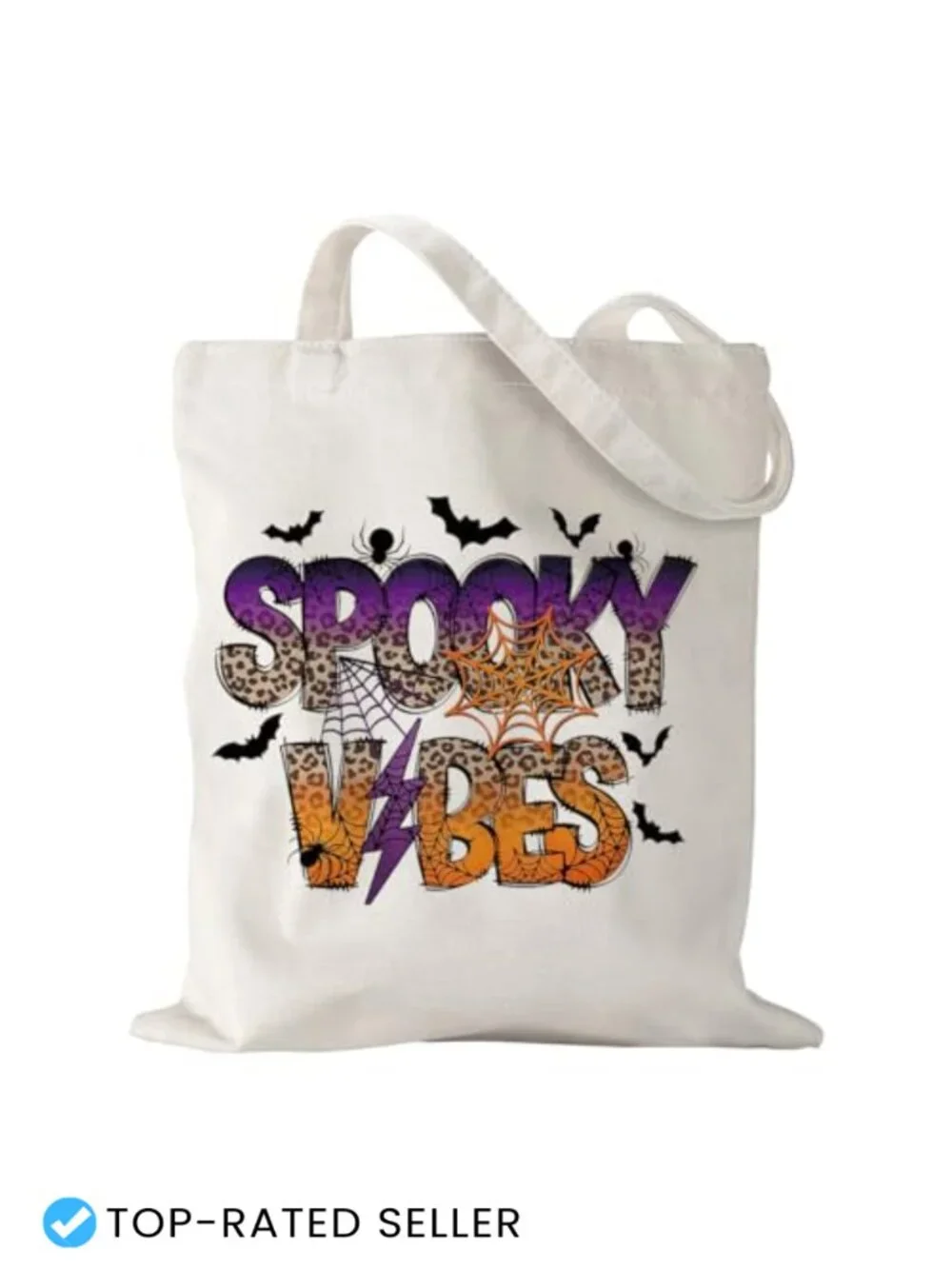 Halloween Ghost Canvas Tote Bag 14x16 in Reusable